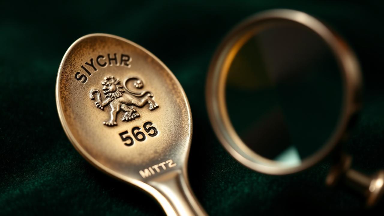 Dutch hallmark detail on bottle green velvet — atmosphere image, not a determination example.