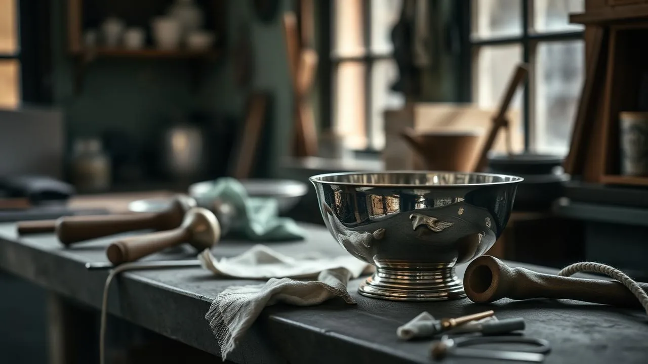 Dutch silver work on bottle-green velvet — atmospheric image, not an identification example.